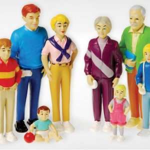 Caucasian Family: Pretend and Play Family Set of 8 Miniatures