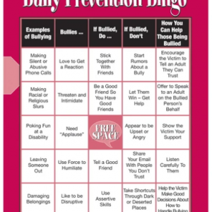 Bully Prevention Bingo Teens