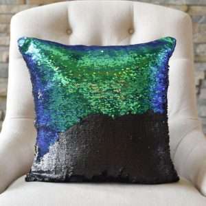 Mermaid Green-Blue & Black Sequin Mermaid Pillow