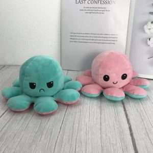 Octopus Plushie Blue + Pink Happy + Angry