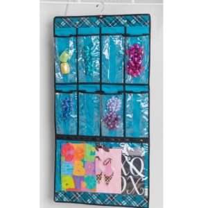 Hanging Pocket Cubby -  Teal Plaid