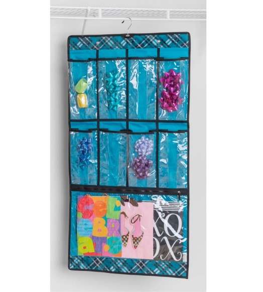 Hanging Pocket Cubby - Teal Plaid