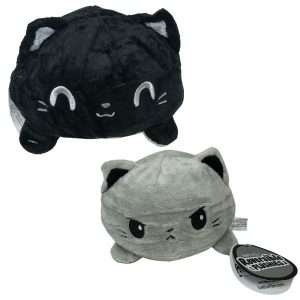 The Official TeeTurtle - Reversible 6" Kitty Cat Plush - Black To Gray -